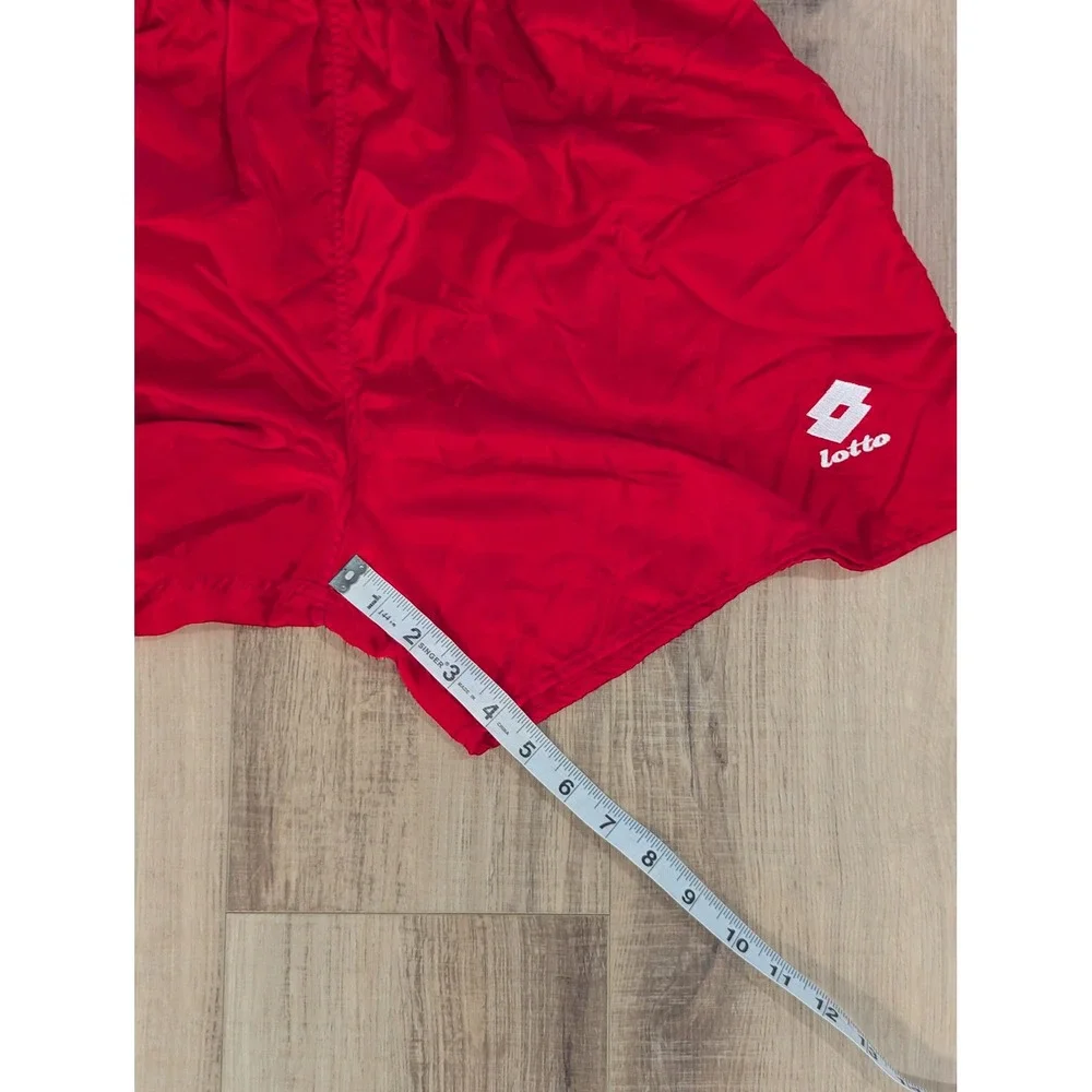 Vintage Lotto Italia Soccer Training Shorts Mens L Red Made USA Nylon 80s 90s